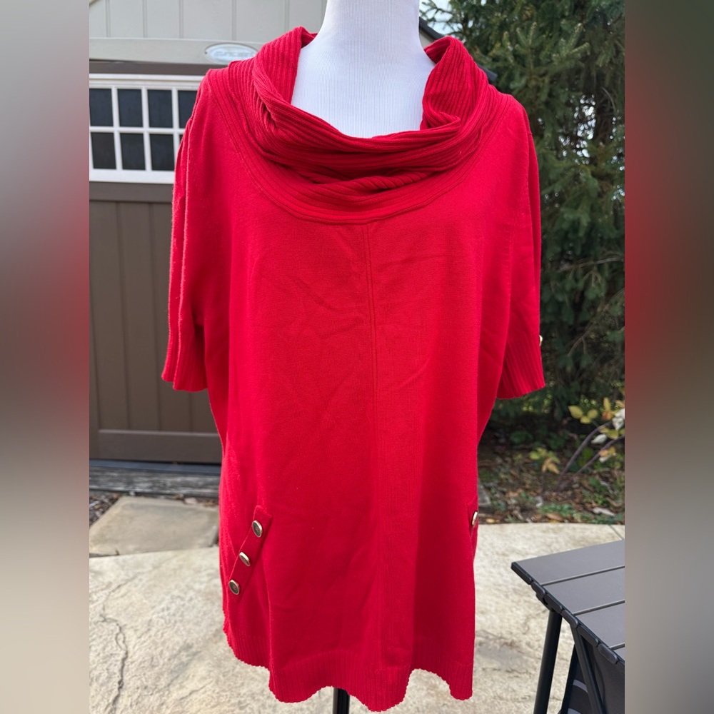 Soft Surroundings Knit Cowl Collared Short Sleeve Sweater